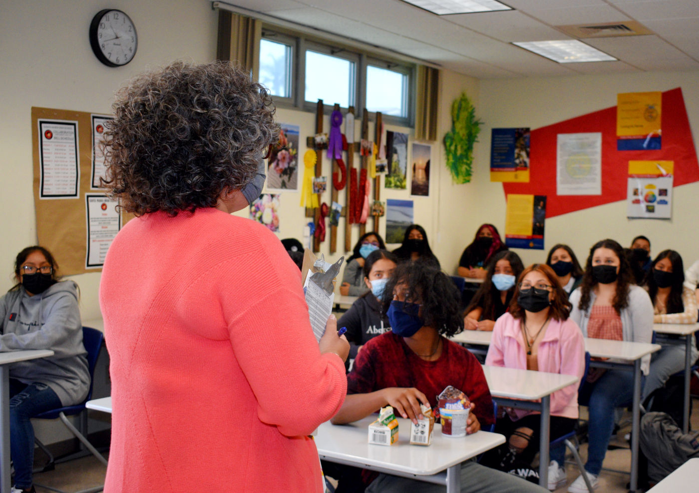 Santa Maria High School students returned to in class learning Thursday morning.